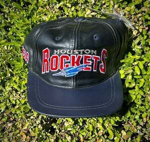 Vintage Drew Pearson Houston Rockets 1990s Leather Snapback Hat/Cap - NWT